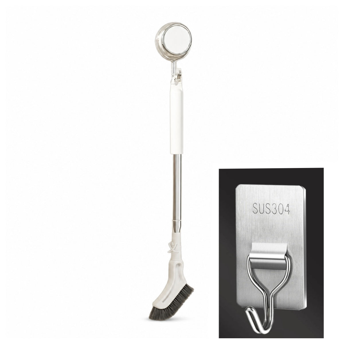 Multifunktionell golvborste med förlängningsbart långt skaft