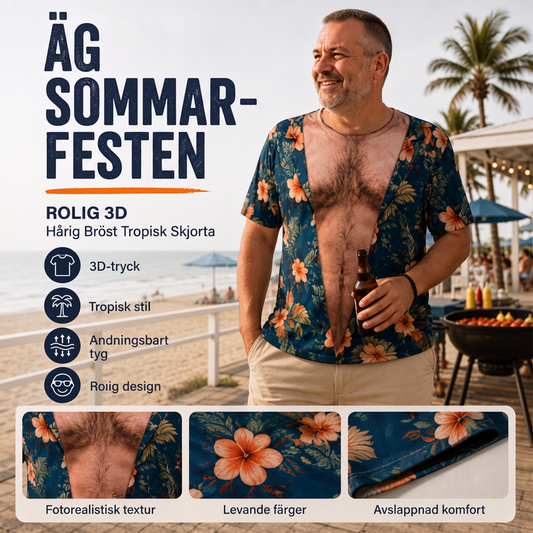 Rolig 3D-printad t-shirt med hårigt bröst för män