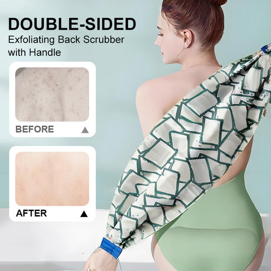 Dubbelsidig exfolierande ryggskrubb med handtag