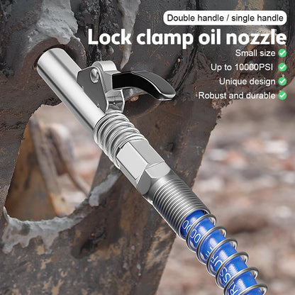 🔩 KÖP 2 FÅ 3! ✨ Smörjkoppling med Fjäderflexslang - 360° Svängbar Universalkoppling för Tunga Industrier och Fordonsunderhåll 🚗⚙️