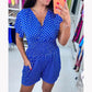 💕V-ringad prickig en-delad jumpsuit med shorts