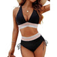 ✨Köp nu 👉 och få 49% 💃Hög midja Tummy Control Colour Block Bikini Set