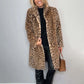 ✨Höstens bästsäljande set 💖Dam leopardmönstrad mellanlång jacka och läderleggings