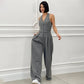 ✨2025 Nya produkter Begränsad försäljningstid🔥 Ärmlös Jumpsuit med Breda Ben och Knäppning för Kvinnor