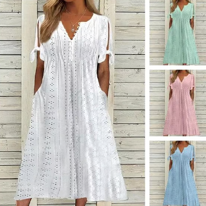 Elegant V-ringad klänning med urtagning för kvinnor