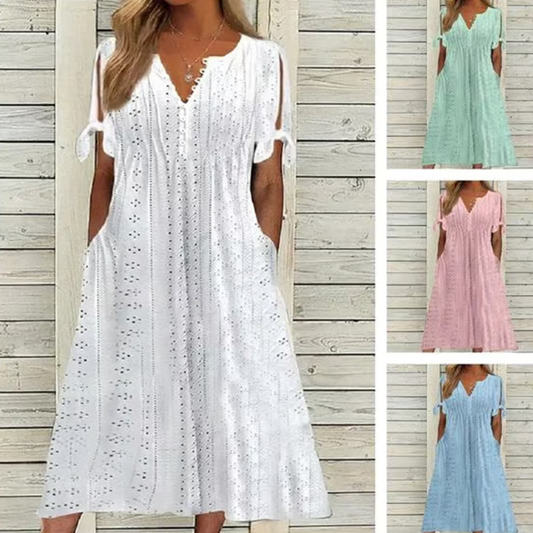 Elegant V-ringad klänning med urtagning för kvinnor