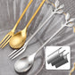 Vintage-Löffel & -Gabel aus Edelstahl mit Blattmotiv