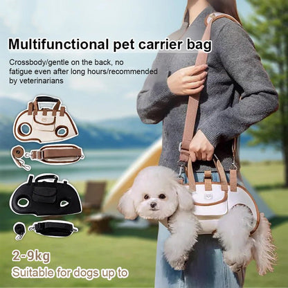 🐶🎒2-i-1 bärbar, andningsbar transportväska för husdjur