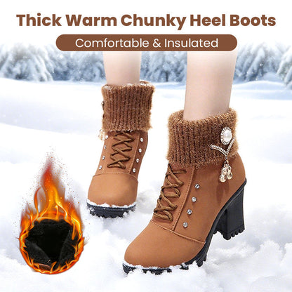 🖤 Black Friday 50% Rabatt für eine begrenzte Zeit 🔥Warm gefütterte Damenstiefeletten mit Blockabsatz