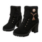 🖤 Black Friday 50% Rabatt für eine begrenzte Zeit 🔥Warm gefütterte Damenstiefeletten mit Blockabsatz
