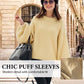 Women's Round-Neck Knitted Puff Sleeve Sweater