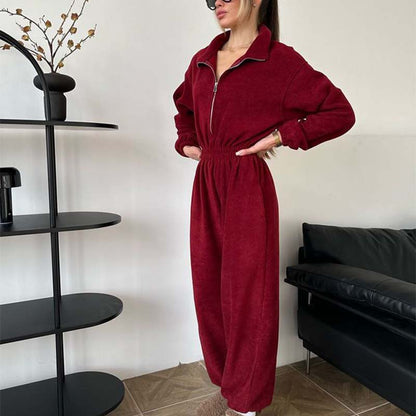 Mysig Varm Jumpsuit med Dragkedja Fram
