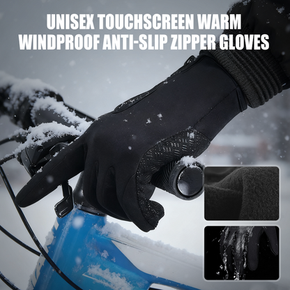 Unisex Touchscreen Warm Windproof Anti-Slip Zipper Gloves