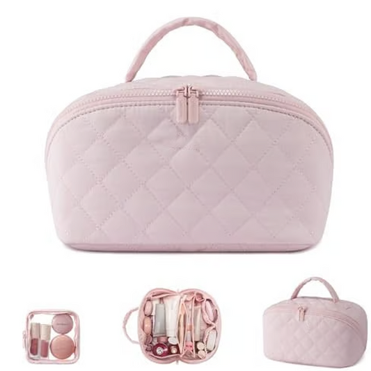 Bärbar sminkväska med stor kapacitet och handtag