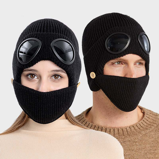 3-i-1 Unisex Stickad Mössa med Goggles