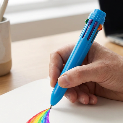 10-i-1 infällbar flerfärgad kulspetspenna