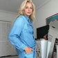 📢📢50 %  RABATT !! ⏰2-delat pyjamas-set i imiterad denim för kvinnor