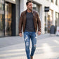 🔥🎁Nyhet 50 % RABATT🔥Snygga slitna skinnyjeans för män