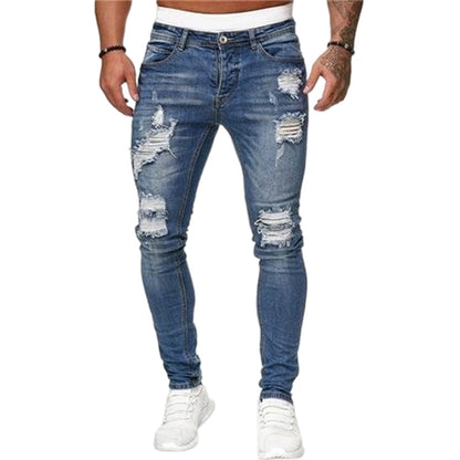 🔥🎁Nyhet 50 % RABATT🔥Snygga slitna skinnyjeans för män