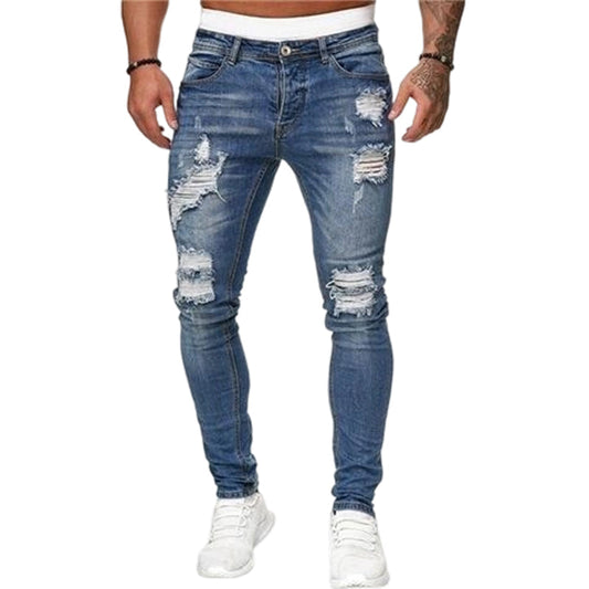 🔥🎁Nyhet 50 % RABATT🔥Snygga slitna skinnyjeans för män