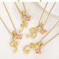 Initial Letter Necklace with Pink Heart Charm
