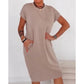 👗🌸 50 % RABATT NU! 🌸 Damernas Casual Kortärmad T-Shirt Klänning – Mjuk, Andningsbar med Fickor 🌿