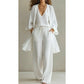 Elegant Tredelat Set för Dam - Kofta, Topp & Byxor med Vida Ben