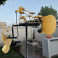 Decoração Artesanal de Catavento de Metal com Baterista para Jardim com Estaca de Fixação no Solo