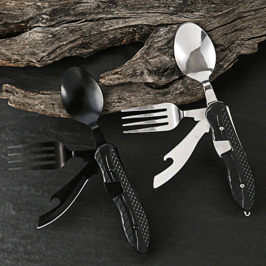 🍴 55% RABATT NU! 🏕️ 4-i-1 Hopfällbart Bestickset i Rostfritt Stål – Perfekt för Camping, Vandring & Resor 🎒