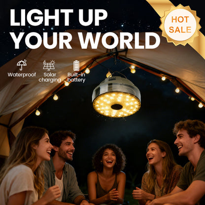 Solcelled campinglampa med 20 m ljusslinga