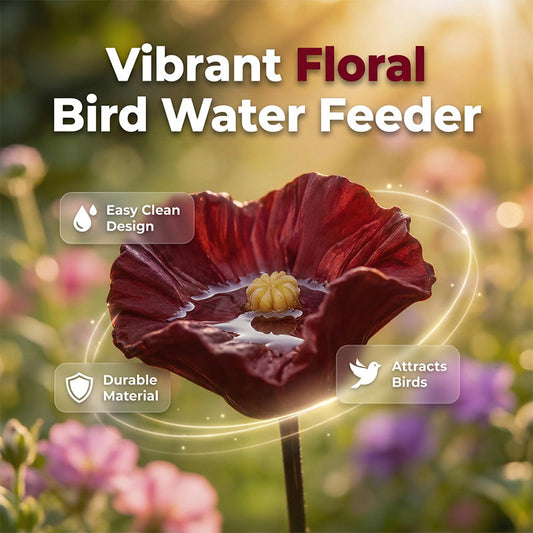 Farbenfrohe Vogeltränke mit Blumendesign
