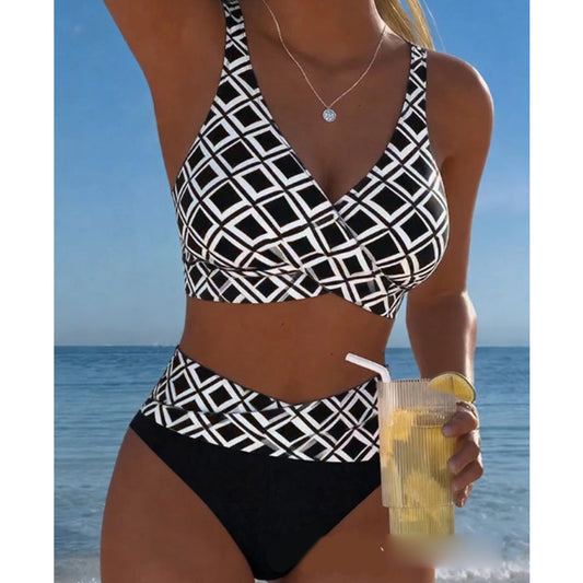 Tvådelat bikiniset med hög midja för dam