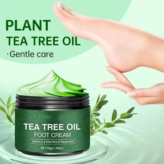 🦶 52 % RABATT NU! 🌿 Lugnande Fotkräm med Aloe Vera & Tea Tree-olja – Mjukare och Välvårdade Fötter ✨