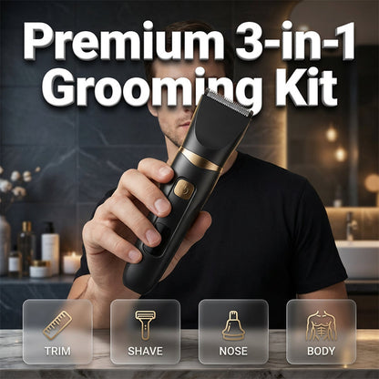 🔋 3-i-1 elektriskt groomingkit – USB-laddningsbart, sladdlöst & perfekt för resa, hem & gym, trimma & styla var du än är 🎒