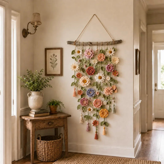 🔥🎁Nyhet 50 % RABATT🔥🌸Väggdekoration med virkat blommönster