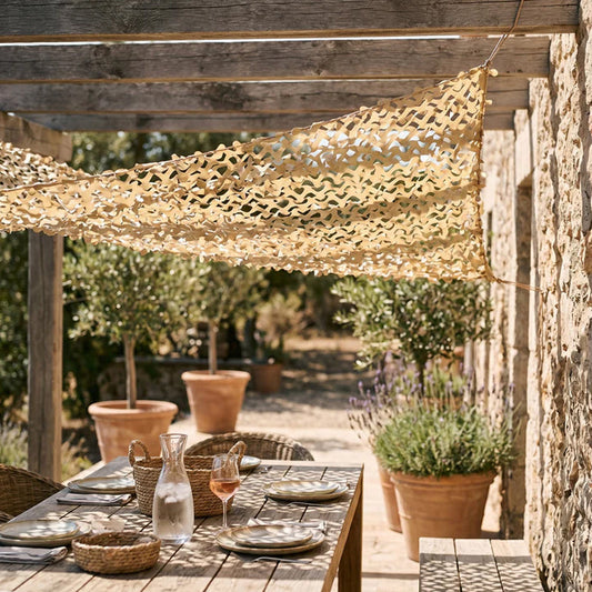 Förstärkt kamouflagenät för terrass, pergola & paviljong