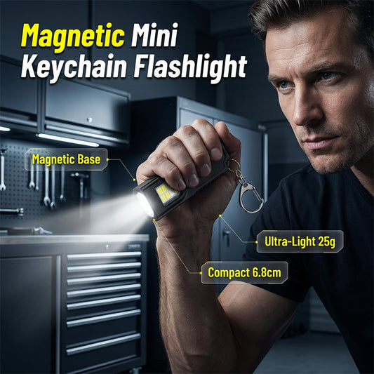 Mini nyckelringsficklampa med magnetisk bas