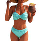 Tvådelat bandeau-bikiniset med flätade detaljer och hög midja – sexigt, figurformande, för sofistikerade damer, 3 färger, storlekar S–XL