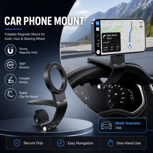 🔥🎁Köp 2, få 1 gratis🔥Hopfällbart magnetiskt mobilfäste för bilen