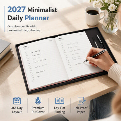 📅 50 % rabatt! Minimalistisk planerare för 2027 – utformad för dagligt skrivande och en kombination av stil och funktionalitet, vilket gör den till den perfekta följeslagaren i din vardag.