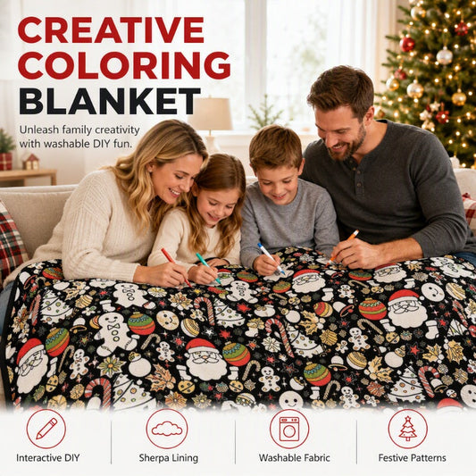 🛋️ 50 % RABATT NU! 🎨 Färgläggningsfilt för hela familjen – mysig julpresent i fleece, 150×127 cm 🎁