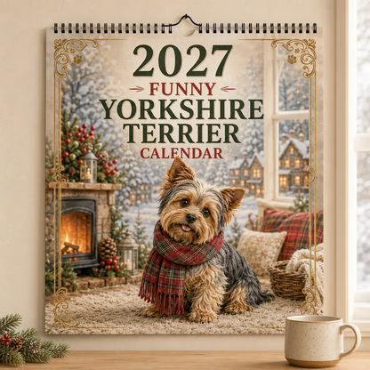 🔥🎁Nyhet 50 % RABATT🔥Väggkalender med Yorkshire Terrier 2027
