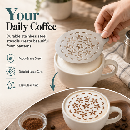 Latte art-schablon i rostfritt stål