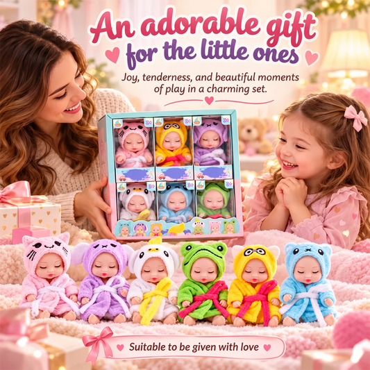 🧸 Mini Reborn-Bebisar – 6 Söta Sovande Djurfigurer att Samla på 💕