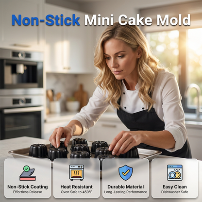 🍰 Köp 3 få 5 gratis🎃 Mini pumpakaksform i kolstål – non-stick, jämn värmefördelning & professionell design – perfekt för individuella desserter och familjebak ✨🧁