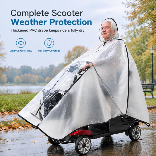 🔥🎁Nyhet 50 % RABATT🔥🌧️ REA! Förtjockad vattentät poncho för mobilitetsskotrar – håller förare & fordon torrt i regnväder