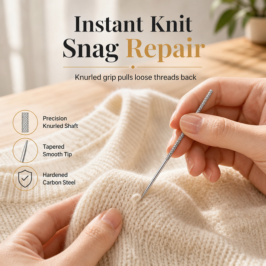 🧵 50 % rabatt under en begränsad tid! ✂️ Lappnål med räfflad yta – för snabba lappningar av trådändar, smidig att använda och tillverkad av robust stål ✨