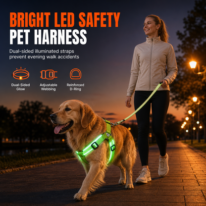 🐾 Justerbar LED-hundsele med blinkande ljus