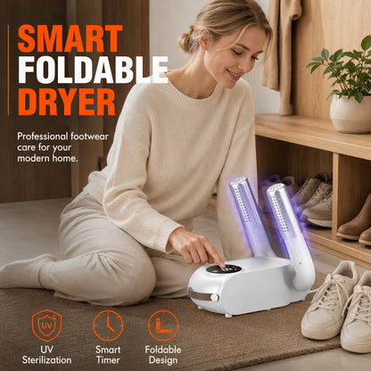 Hopfällbar skotork med smart timer och UV-ljus