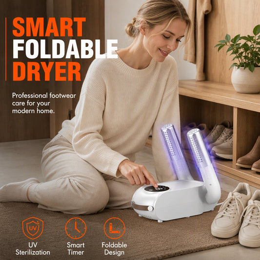 Hopfällbar skotork med smart timer och UV-ljus